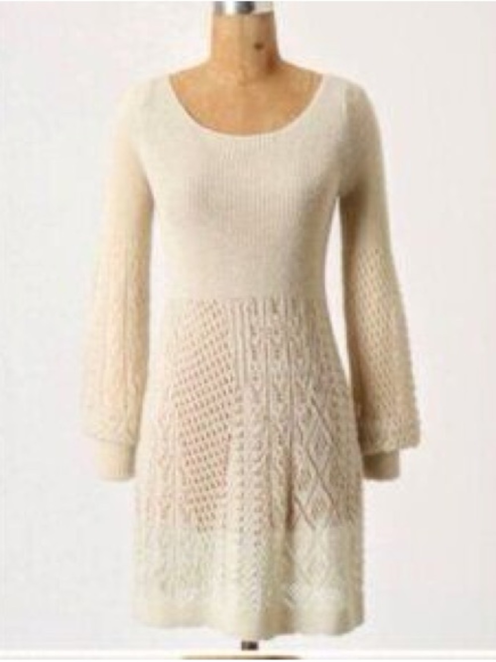 Knitted&Knotted by Anthropologie Cream 100% alpaca Sweater Dress